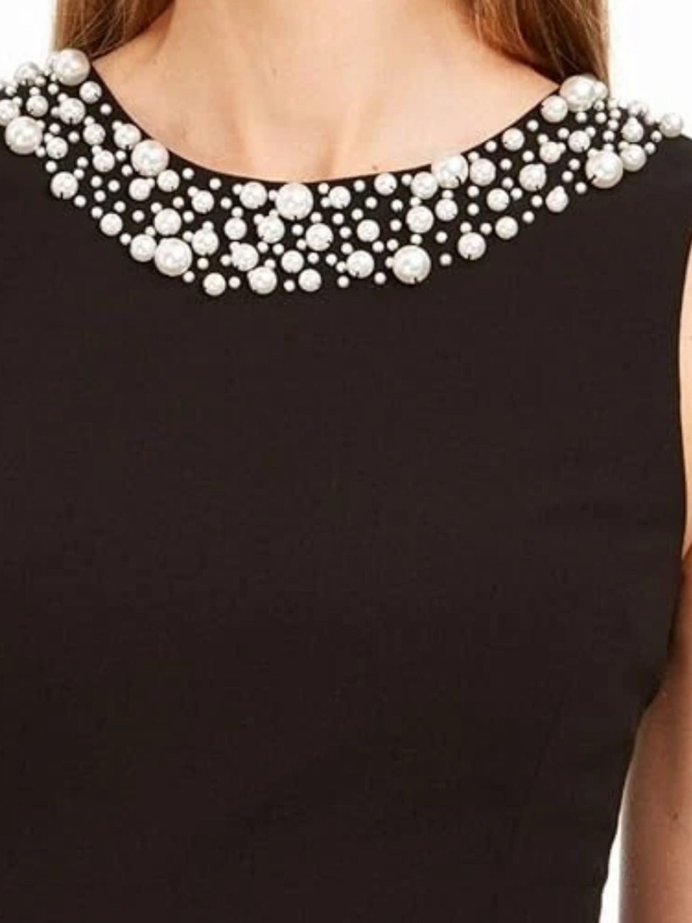 Calvin Klein Black Shift Sleeveless Pearl embellishedNeckline Dress size 14